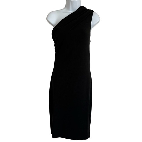 House of Harlow 1960 One Shoulder Body Con Stretch Black Ribbed N/S - Picture 1 of 11